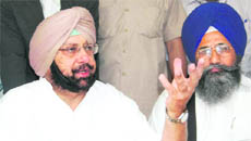 Capt Amarinder Singh at a press conference after appearing in the Amritsar Improvement Trust land exemption case at the Mohali district courts on Saturday.