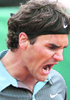 Roger Federer of Switzerland reacts after losing a point against his compatriot Stanislas Wawrinka during the Monte Carlo Masters tennis tournament in Monaco on Thursday.