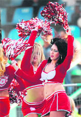 King's XI Punjab cheerleaders perform during the IPL T20 match against Bangalore Royal Challengers on Friday.