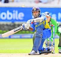 Mahela Jayawardene plays a shot against Ireland at Lord�s on Sunday. 