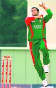 Bangladesh bowler and man of the match Abdur Razzak bowls during the 1st one day international
