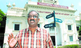 Yadavindra Public School Principal Stanley Vinod Kumar addresses mediapersons in Patiala on Saturday.