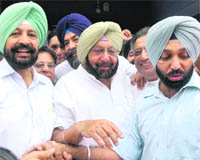 Former Punjab CM Amarinder Singh comes out of the district courts, Mohali, on Monday.