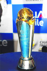 The International Cricket Council (ICC) Champions Trophy for the 2009 tournament after being unveiled in Mumbai on Thursday.