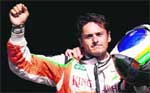 Force India�s Giancarlo Fisichella celebrates
