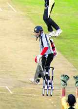 Rohan Gavaskar in action on Tuesday