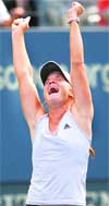 Melanie Oudin celebrates her victory against Nadia Petrova