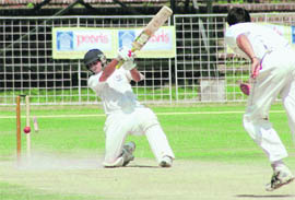A match between HPCA and ITC in progress at the Sector 16 stadium in Chandigarh on Friday. 