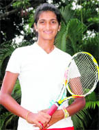 India�s second ranked player Poojashree Venkatesh in Dehradun on Sunday.