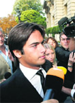 Nelson Piquet arrives for the hearing in Paris