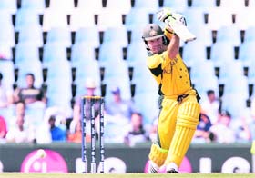 Ricky Ponting plays a shot against India on Monday. Australia were 234 for 4 before rain interrupted play.