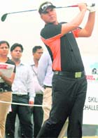 Daniel Chopra plays a stroke in Guragon on Tuesday. 