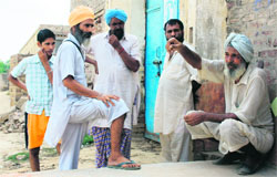 Villagers give details of cancer cases in Malkana village in Bathinda district. 