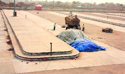A view of cotton mandi in Bathinda where all precautions have been taken to prevent any incident of fire.