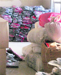 Kits piled up at Olympian Surjit Hockey stadium in Jalandhar. 