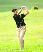 Himmat Rai plays a shot during Iskandar Johor Open in Johor Bahru. 