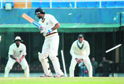 Punjab�s Manpreet Gony is bowled by Absolem on Tuesday. 