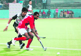 Match between Indian Oil and BSF in progress on Thursday.