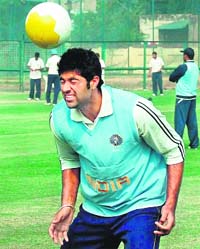 Manpreet Gony of Punjab during a practice session on the eve of their match against Tamil Nadu in Amritsar