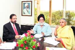 From left Suresh Kalmadi, MS Gill and Sheila Dikshit