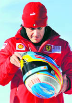 Ferrari F1 driver Fernando during the Ducati and Ferrari�s annual media gathering, in Madonna di Campiglio on Friday