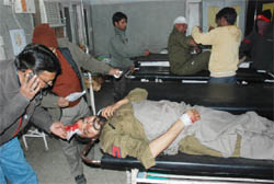 The injured cops at the Bathinda civil hospital.