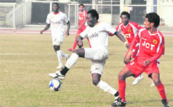 The match between JCT and Sporting Clube de Goa in progress on Thursday.