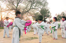 Kids practice in the open in Jammu 