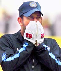 M S Dhoni during a practice session in Nagpur on Friday