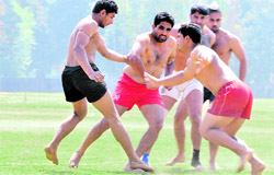 Probables for the Kabaddi World Cup during a trial in Ludhiana on Saturday.