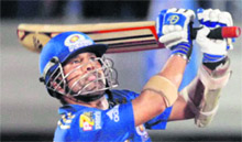 Sachin Tendulkar bats against the Chennai Super Kings in Mumbai on Thursday.