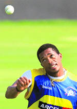 Chennai Super Kings� Makahya Ntini during a practice session at MAC Stadium in Chennai 