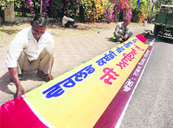 Preprations for the opening ceremony of the Kabaddi World Cup in progress at Patiala.