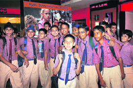 Students at the International Children�s Film Festival in Ludhiana on Wednesday.