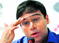 World chess champion Viswanathan Anand speaks during a news conference in Sofia on Monday