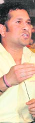 Sachin Tendulkar speaks to his fans in Zirakpur on Thursday.