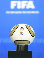 The ball that will be used in the 2010 FIFA World Cup finals in South Africa, called �Jo�bulani� is displayed at the FIFA headquarters in Zurich