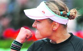 Nadia Petrova celebrates her win over Venus Williams on Sunday.