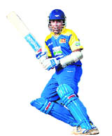 Sri Lanka�s Mahela Jayawardene plays a shot during the first ODI of the Asia Cup between Sri Lanka and Pakistan at the Rangiri Dambulla International Stadium in Dambulla on Tuesday.