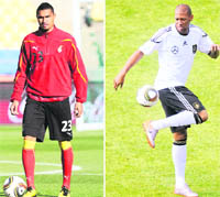 Combo picture shows brothers Ghana�s striker Kevin-Prince Boateng and Germany�s defende