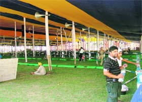 Tents put up for a religious function on the grounds of Mata Gujri College in Fatehgarh Sahib