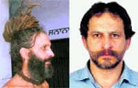 Photo of German national Thomas Kuehn; (and right) photo of an unidentified man found pasted on the Kuehn�s foreign registration certificate.