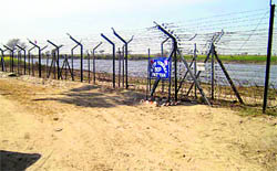 A view of the swollen Sutlej near the Pattan border observation post