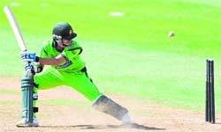 Pakistan�s Fawad Alam watches as he is bowled out during their match against county side Somerset, in Taunton, on Thursday. Batting first, Pakistan were scored 264 and won the match by 8 runs. 