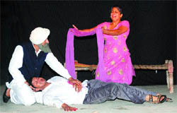 A scene of play �Chandari Ne Pat Suteya�, staged at Naat Place in Amritsar.