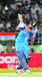 Suresh Raina bats during his hurricane knock in VIzag. 