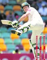 Ricky Ponting plays a shot on Friday. 