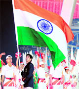 The Indian flag is carried during the closing ceremony for the 16th Asian Games in Guangzhou on Saturday.