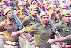 Jail wardens at the passing out parade at Jail Training School in Patiala