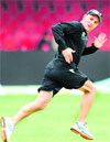 Brendon McCullum takes part in a fielding session in Bangalore